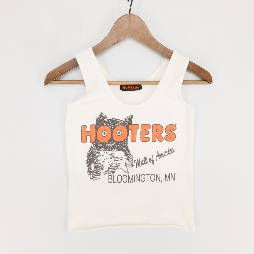 Vintage Hooters Tank Top Womens S White Mall Of America Bloomington MN USA Made